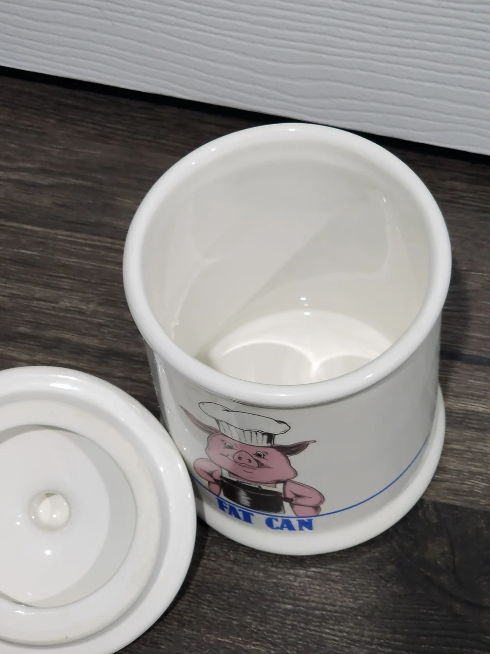 Vintage Pig Fat Can Grease Jar with Lid, 1989 Bandwagon Ceramic Canister Pot 7